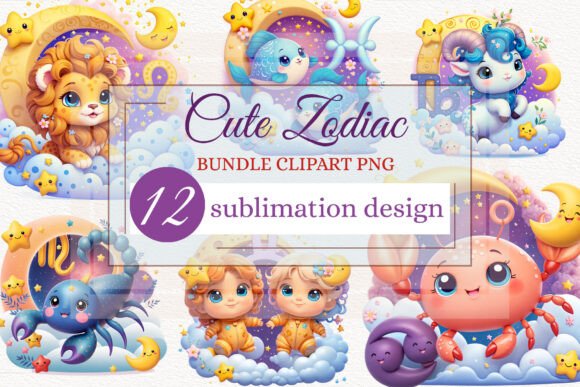 3D Cartoon Cute Zodiac Bundle Clipart for Creative Projects