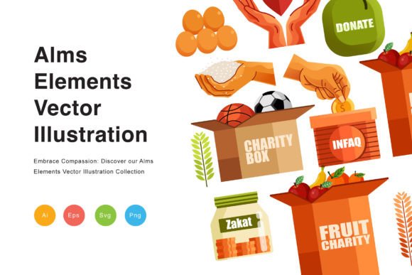 Alms Elements Vector Illustration: Visuals for Generous Design