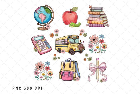 Back to School Flowers Books Pencil PNG: Your Go-To Design Asset