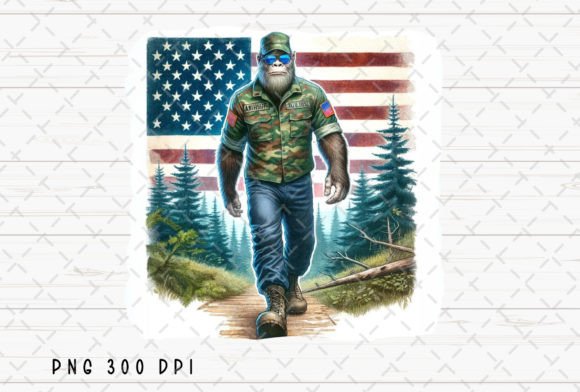 Bigfoot American Flag 4th of July PNG for Your Designs