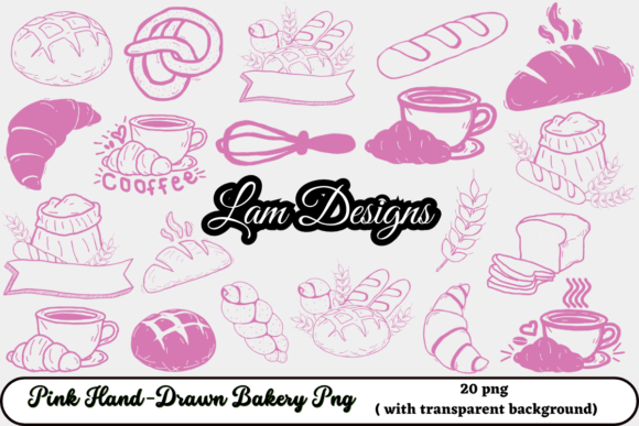Charming Pink Hand-drawn Bakery Png for Your Projects