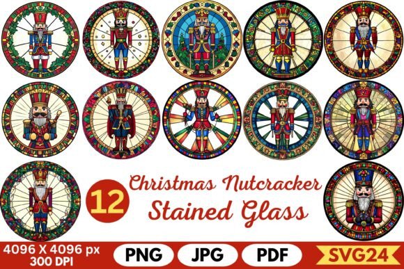 Christmas Nutcracker Stained Glass: A Festive Design Asset