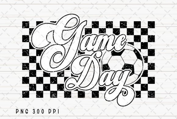 Game Day Checkered Retro Soccer PNG for Vintage Designs