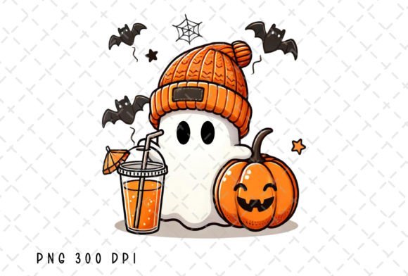 Ghost Drinking Coffee Pumpkin Halloween: A Sublimation Design That Sells