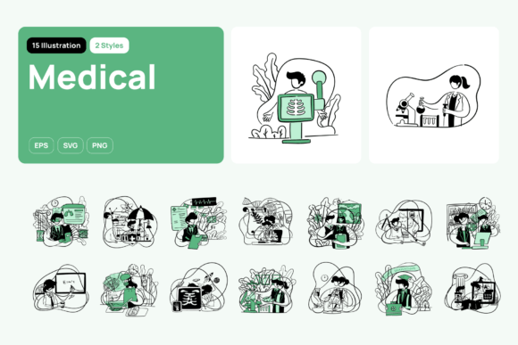 Greeny Medical Illustration: Your Go-To for Modern Design Assets