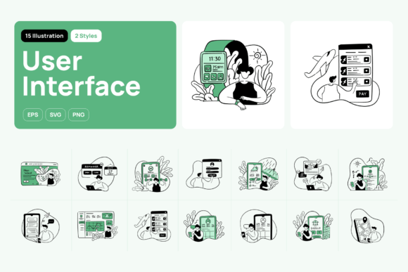 Greeny UI Illustrations: A Fresh Take on Digital Design