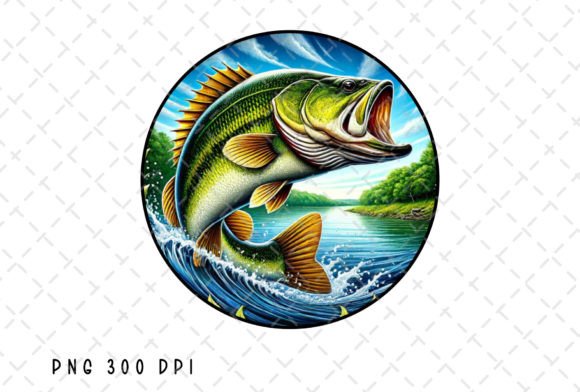 Jumping Bass Fishing Hunting Outdoor PNG: A Dynamic Design Asset