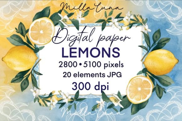 Lemons Digital Paper Backdrop Frame: Fresh Visuals for Creatives