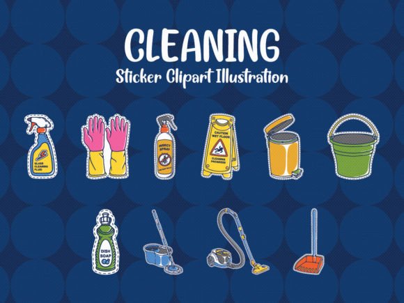 Reviving Retro Charm: The Old Style Cleaning Clipart Sticker