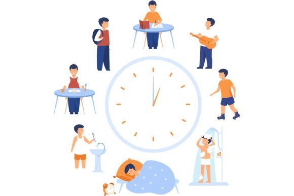 School Child Schedule: Clock with Kids S for Youthful Design