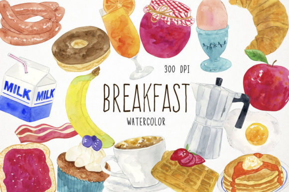 Watercolor Breakfast Clipart: Elevate Your Brunch Designs