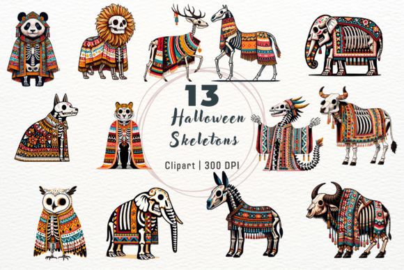 Watercolor Halloween Skeletons Clipart: A Creative Asset for Unique Designs