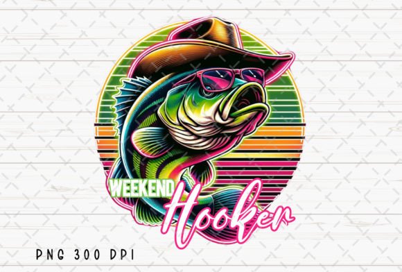 Weekend Hooker Bass Fishing Neon PNG: Bold Graphics for Anglers