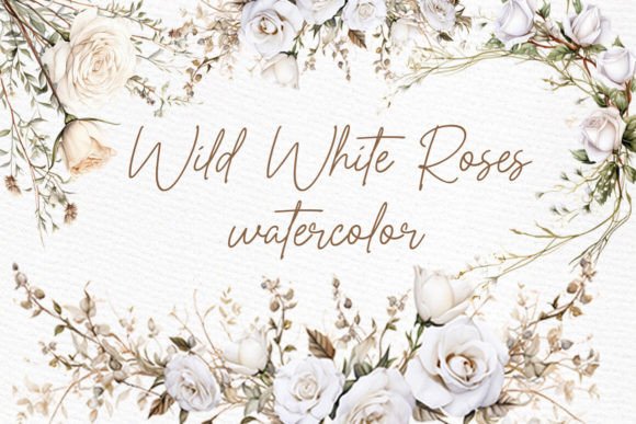 White Roses Clipart Watercolor Roses for Elegant Design